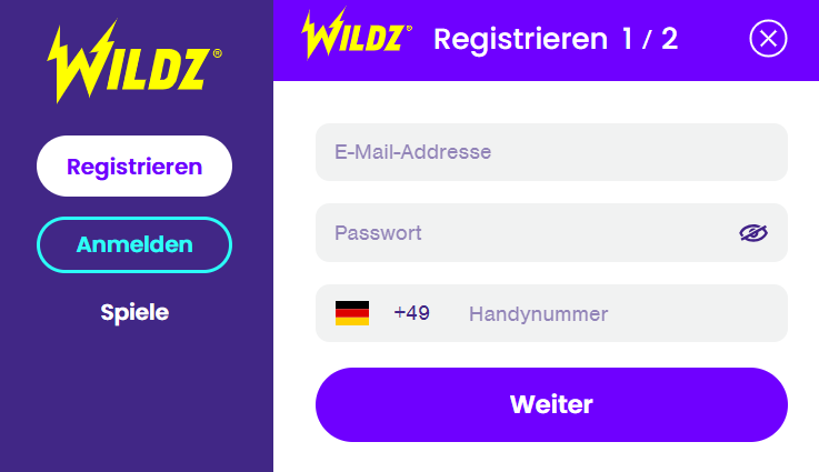 wildz registrieren
